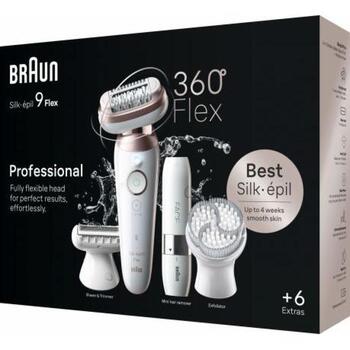 Braun Эпилятор SES9-360, 50мин, 1 уровень мощности, Влажный и сухой, Белый/Розовый (9-360)