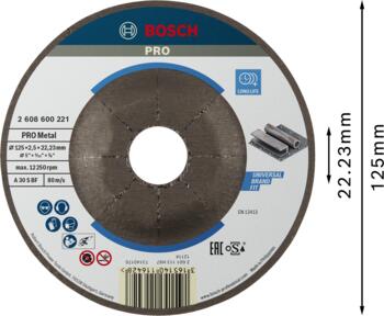 Mazām leņķa slīpmašīnām PRO METAL GRIEZĒJDISKS BOSCH 2608600221 (2608600221)