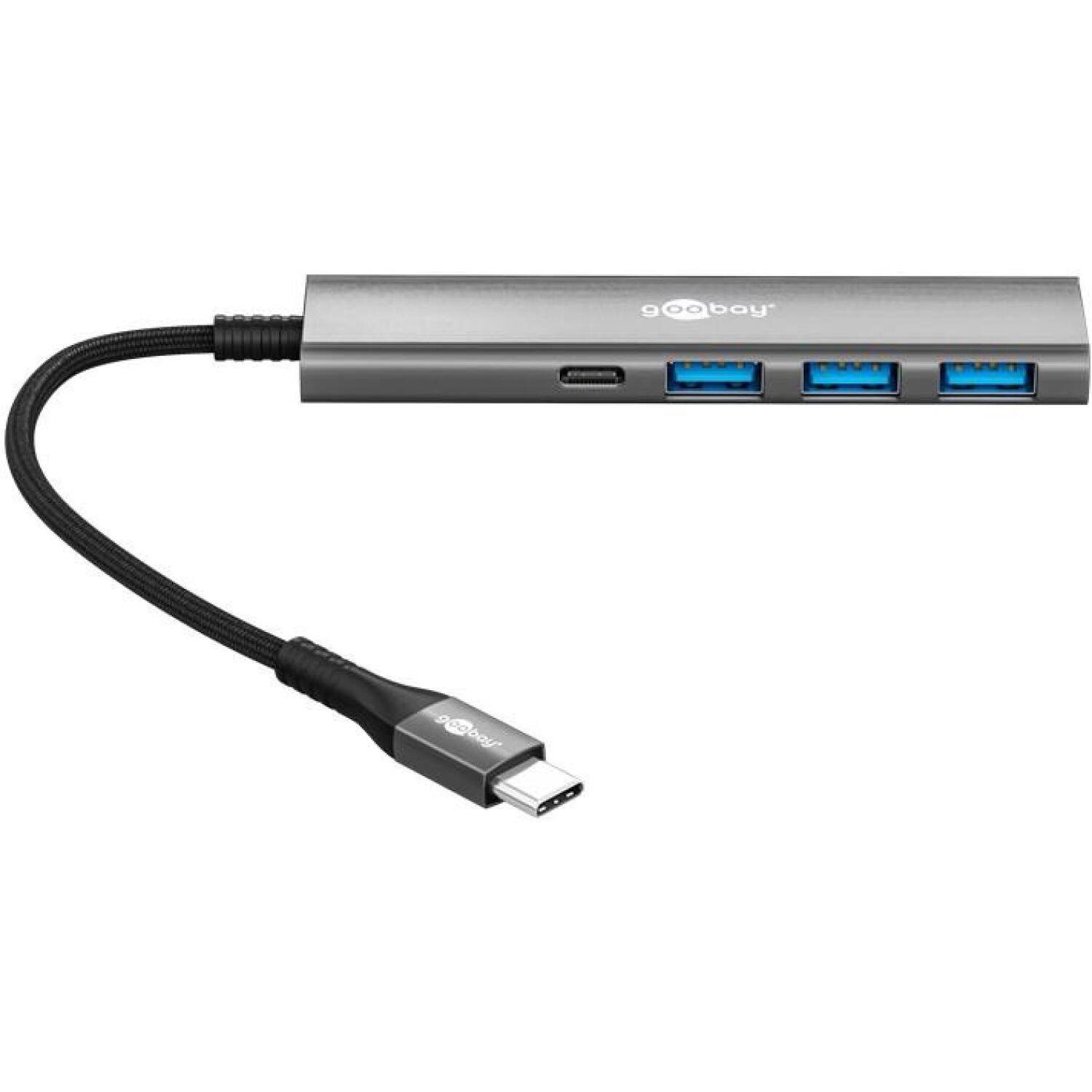 Goobay 76562 USB-хаб, 4 порта, USB-C на USB-C/USB-A, 5 Гбит/с, светло-серый (76562)