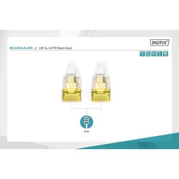 Digitus патч-кабель DK-1644-A-100, 10м, RJ-45, с защитой, без галогенов, snagless, strain relief (DK-1644-A-100)