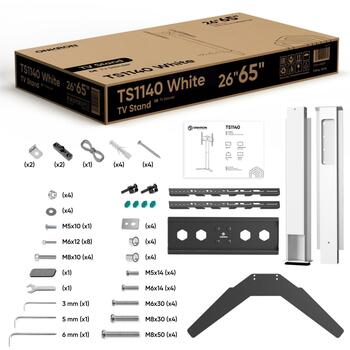 Onkron ТВ подставка TS1140-W, 26-65 дюймов, максимальная нагрузка 35 кг, VESA 100x100-400x400 мм, регулировка высоты 880-1100 мм (TS1140-W)