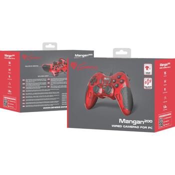Genesis Mangan 200 NJG-1425, геймпад, USB Type-A, кабель 1.8м, 15 кнопок, кнопка Turbo, вибрация, эргономичный, красный (NJG-1425)