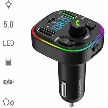 Manta FM модулятор TFM102 STREAM, QC3.0 USB, USB-C PD 20W, Bluetooth 5.0, MicroSD слот, 7 типов фоновой подсветки (TFM102 STREAM)