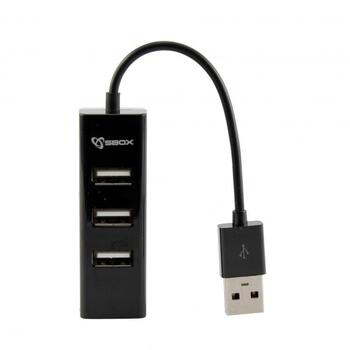Sbox USB хаб H-204, 4 порта, 480 Мбит/с, 5V/500mA, черный, ABS пластик, горячая замена (H-204)