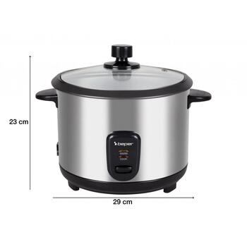 Beper Пароварка для Риса P101VAP001, 400W, 1L, стеклянная крышка, стальная конструкция, антипригарная чаша, паровая подставка (P101VAP001)