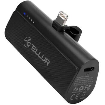 Tellur PD203 Power Bank akumulators TLL158421, 5000mAh, 18.5Wh, Type-C 5V/2A, 9V/2A, Lightning 5V-3A, LED indikators, ātrā uzlāde (TLL158421)