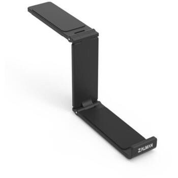 Zalman ZM-FH10 BK austiņu turētājs, alumīnijs, gumija, tērauds, melns, 15.9x2.5x7.5 cm, 1.8 kg, salocīts 13x25x84 mm (ZM-FH10 BK)