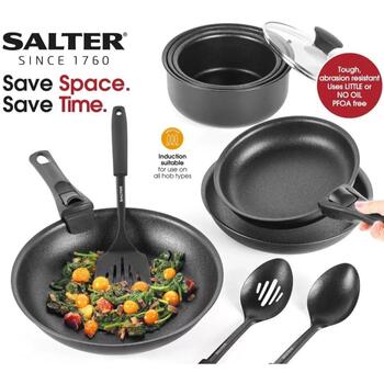 Salter Кухонный набор BW12055IS, сковороды 20/24/28см, кастрюли 16/18/20см, 3 крышки, 2 ручки, 3 принадлежности (BW12055IS)