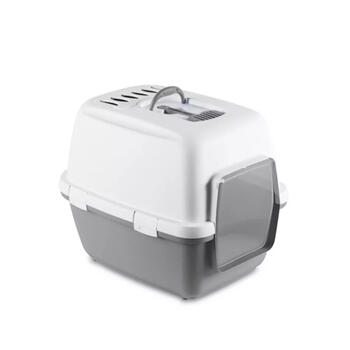 Stefanplast Cathy Comfort 2199000, slēgtā kaķu tualete, 58x45x48 cm, plastmasa, balta/pelēka (2199000)