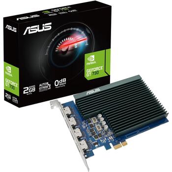 Asus Видеокарта GT 730 90YV0H20-M0NA00, 2 ГБ, GDDR5, 4 HDMI, PCIe 2.0, 5010 МГц, 902 МГц, пассивное охлаждение (90YV0H20-M0NA00)