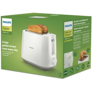Philips Toaster HD2581/00 830 Вт, 2 ломтика, 2 слота, 8 уровней поджаривания, Металлический корпус, Подогреватель (HD2581/00)