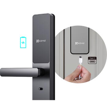 Ezviz CS-DL05 умный дверной замок, 7 способов открытия, Wi-Fi 2.4GHz, Bluetooth, IP65, 50 отпечатков, 50 карт, 50 PIN, USB-C (CS-DL05)