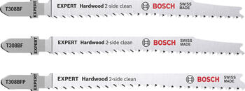 3 figūrzāģa asmeņi 2x T308BF, 1x T308BFP, Figūrzāģiem EXPERT HARDWOOD 2-SIDE CLEAN FIGŪRZĀĢA ASMEŅU KOMPLEKTS, 2608900549, BOSCH (2608900549)