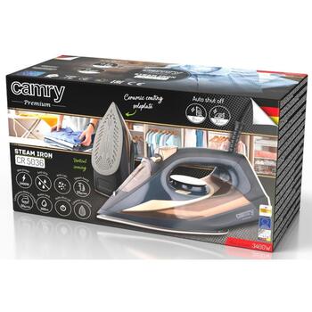 Camry Tvaika gludeklis CR 5036, 3400 W, 360 ml, 50 g/min, Keramiskā pamatne, Automātiskā izslēgšanās, Antivibrācijas funkcija (CR 5036)