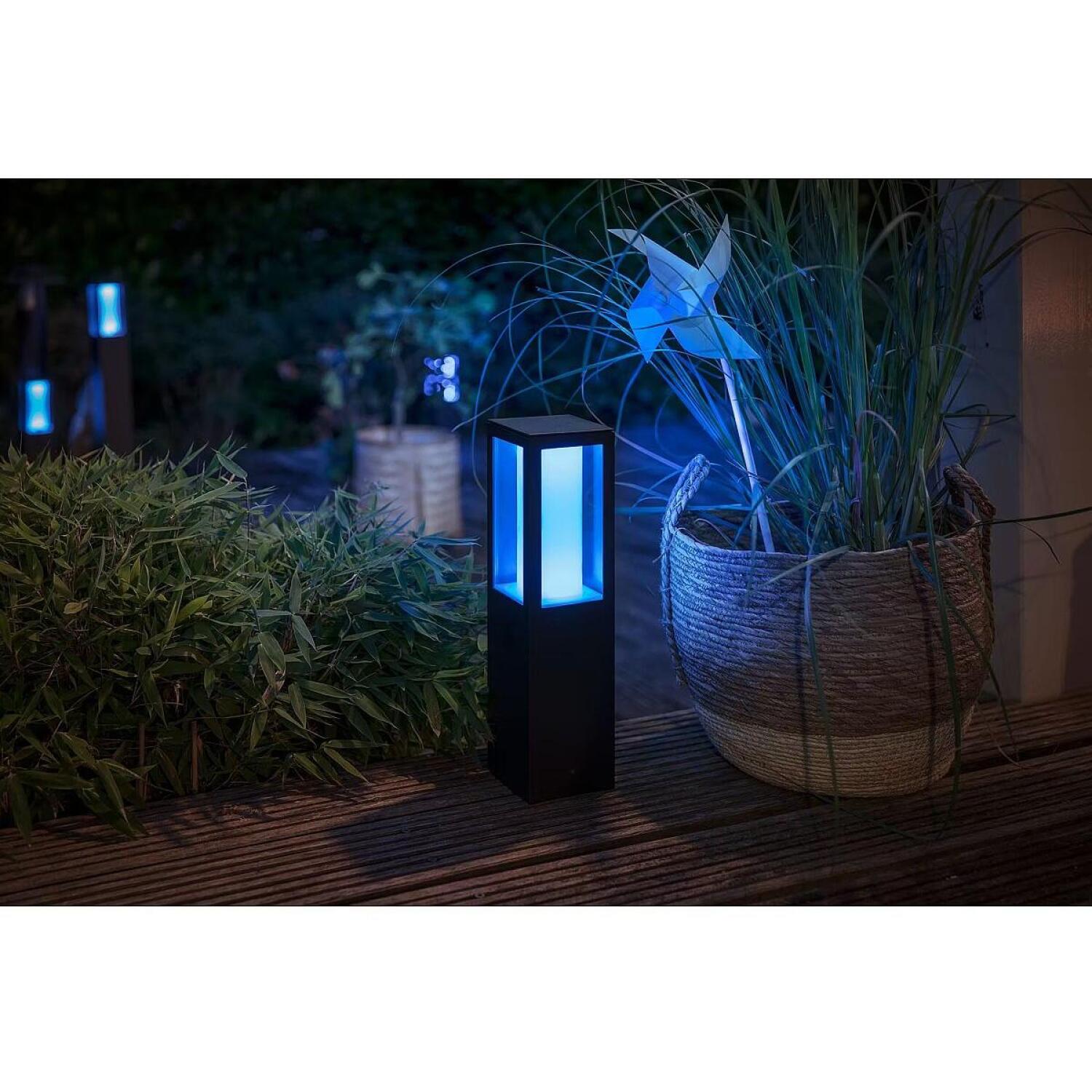 Philips Hue уличный пьедестальный фонарь Impress 8718696170526, 8Вт, 1200лм, IP44, 2000-6500K, LED, черный, Bluetooth/Zigbee (8718696170526)