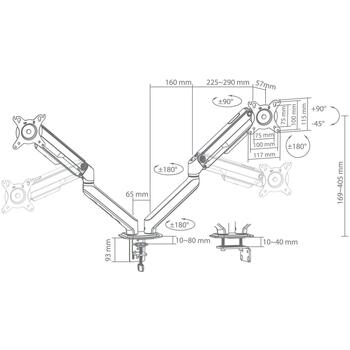 Sbox Крепление для монитора LCD-S024-3, 2 экрана, 2-9 кг на экран, 75x75-100x100, регулировка высоты, 45.1 см (LCD-S024-3)