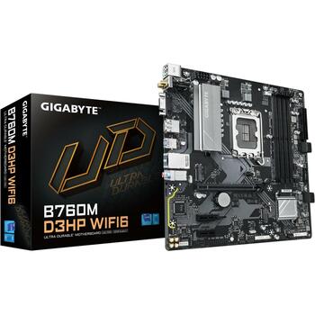 Gigabyte Mātesplate B760M D3HP WIFI6 1.0, atbalsta Intel Core 14. paaudzes CPU, 4+1+1 fāzes VRM, līdz 5600MHz DDR5, 2xPCIe 4.0 M.2 (B760M D3HP WIFI6 1.0)