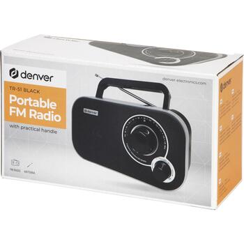Denver TR-51 111101000650, FM-радио, аналоговое, внешняя антенна, 230В переменного тока, черный (111101000650)