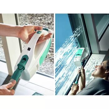 Leifheit Dry&Clean 1051000 вакуумный очиститель окон, 38мин, 110м², литий-ионный аккумулятор, угол 360°, съемный бак, насадка 17см (1051000)