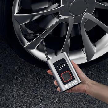 Tellur portatīvais gaisa kompresors TLL158571, 0.2–10.3 bāri, 2x2000 mAh, 5V/1A, USB-C, LCD, 4 režīmi (TLL158571)