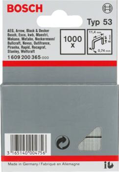 Skavas 53 tips 11,4x8 mm, 1000 gab., Bezvadu/pneimatiskajiem skavotājiem, rokas skavotājiem SMALKSTIEPLES SKAVA, TYPE 53, 1609200365, BOSCH (1609200365)