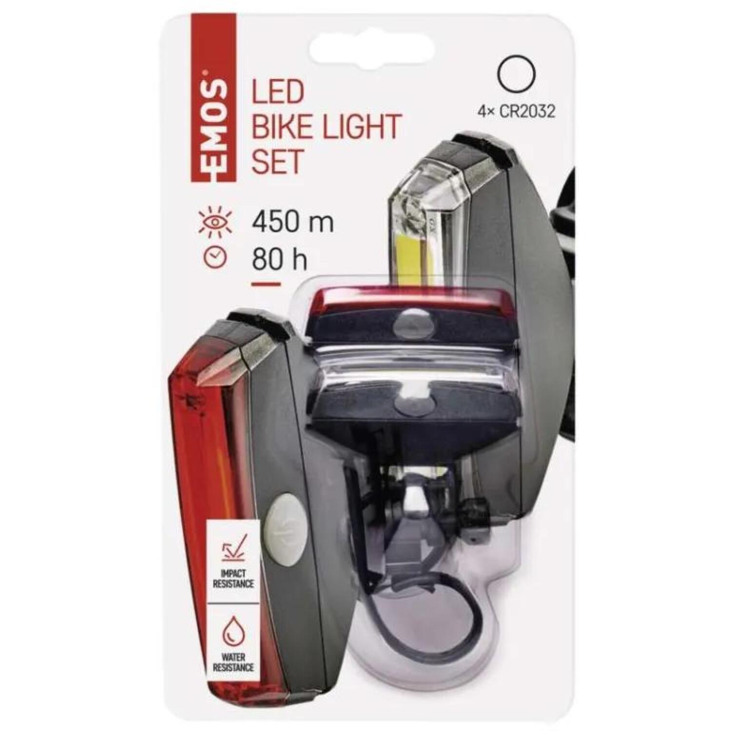 Emos LED велосипедный передний фонарь P3922, 22 lm, 2x CR2032, черный, 80 ч времени работы, IP43 (P3922)