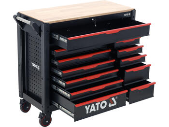 Yato инструментальный шкаф YT-09005, 1125x1000x480 мм, 12 ящиков, 45 кг, 4 колеса 125 мм, 2 с тормозами, центральный замок (YT-09005)