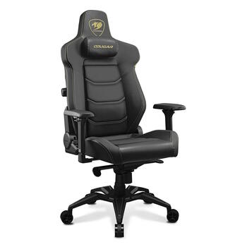 Игровое кресло с поддержкой поясницы 4-way магнитной подушкой для шеи спинкой с наклоном 180° 4D подлокотниками и PVC кожей Чёрный CGR-ARMOR EVO-RY COUGAR (CGR-ARMOR EVO-RY)