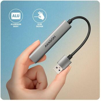 Axagon USB centrmezgls HUE-STA 4 porti, 1× USB-C 480Mbps, 3× USB-A 5Gbps, kabelis 12 cm (HUE-STA)