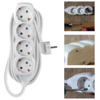 Emos Удлинитель P0425R, 5 м, 4× 2P + PE ГЕРМАНИЯ, ПВХ, 3 680 Вт, защита от детей (P0425R)