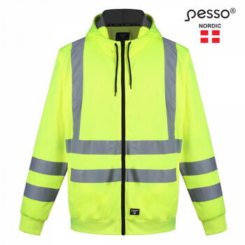Pesso FLO3 augstas redzamības jaka ar kapuci, 2XL, dzeltena, EN ISO 20471:2013 2. klase, 100% poliesters (FL03G_2XL)