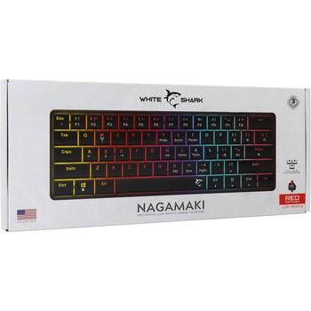 White Shark Nagamaki GK-006111 NAGAMAKI-B-US-RED.SW, 61/62 клавиши, красные переключатели, USB Type-C, 1.5м, черный (NAGAMAKI-B-US-RED.SW)