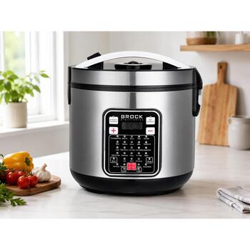 Brock MC 3203 мультиварка, 5 л, 900 Вт, 32 программы, корпус из нержавеющей стали, дисплей, таймер (MC 3203)