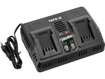 Yato akumulatoru lādētājs YT-828499, 18V d.c., 2x2.4A, Li-Ion, 200-240V a.c., 50/60Hz, uzlādes līmeņa indikators (YT-828499)