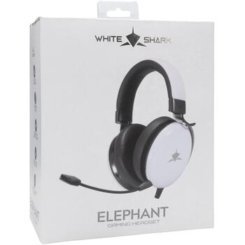 White Shark Наушники GH-2540 ELEPHANT-W, 330g, Белый, 1.8m, 32Ω, 20Hz-20KHz, 108dB, Проводные, Микрофон, Регулятор громкости (ELEPHANT-W)