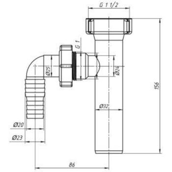Izvads veļas mazg. mašīnai Ani 1 1/2x32mm (1001526)