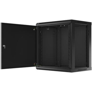 Lanberg Настенный шкаф 19'' WF01-6412-00B, 450mm, 12U, 60kg, IP20, металлическая дверь, 4 вертикальные рейки (WF01-6412-00B)