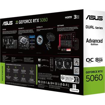 Graphics Card|ASUS|NVIDIA|GeForce RTX 5060|8 GB|GDDR7|128 bit|PCI Express 5.0|Active|DUAL-RTX5060-O8G-A (DUAL-RTX5060-O8G-A)