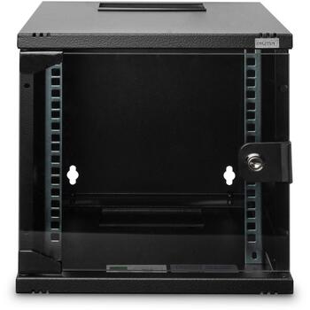 Digitus Sienas montāžas skapītis DN-10-06U-B, IP20, stikla durvis, 200° durvju atvēršana, 30 kg, 6U (DN-10-06U-B)