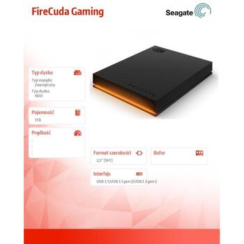 Seagate FireCuda Gaming диск STKL1000400, 1TB, USB 3.2, HDD, внешний, черный (STKL1000400)