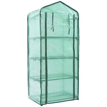 Kompakta un ietilpīga mini siltumnīca ārtelpām un terasēm 69×49×160 cm izturīga PVC plēve 4 plaukti BESK (9079584)
