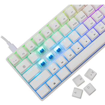 White Shark Клавиатура SHINOBI-2-W-US-BLUE.SW, 1.8m, 61 клавиша, механическая, USB-C, RGB подсветка (SHINOBI-2-W-US-BLUE.SW)