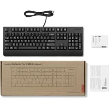 Lenovo Клавиатура II 4Y41R64616, USB, 104 клавиши, черный, QWERTY, водоотталкивающая (4Y41R64616)