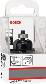 Divpus.pusap.frēze, HM R=6 mm, l=13 mm,kāts 8mm, Rokas frēzēm, malu frēzēm IELIEKTO GROPJU FRĒZE STANDARD FOR WOOD, 2608628362 BOSCH (2608628362)
