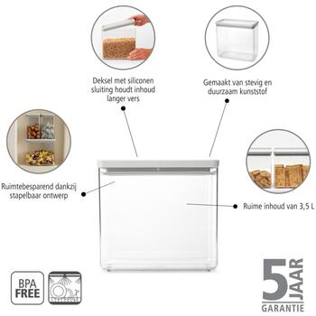 Brabantia Tasty+ 230622 pārtikas kārba, 3.5L, plastmasa, caurspīdīga, BPA nesaturoša, trauku mazgājamā mašīnā droša (230622)