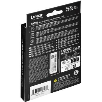 Lexar NM790 M.2 512 GB, 7200 MB/s, 4400 MB/s, PCIe 4.0, SLC, M.2 2280, 12 нм, 1.4, 1500 G, 20 G (LNM790X512G-RNNNG)