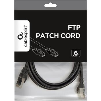 Gembird патч-кабель PP6-2M/BK, 2м, RJ-45, черный, формованный, скрученный, фольга, 8 проводов (PP6-2M/BK)