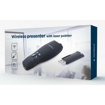 Gembird Презентер WP-L-12, USB, RF, 2.4 GHz, Черный, Дистанционное управление, Alkaline, AAA, 4 кнопки, 1 упаковка (WP-L-12)