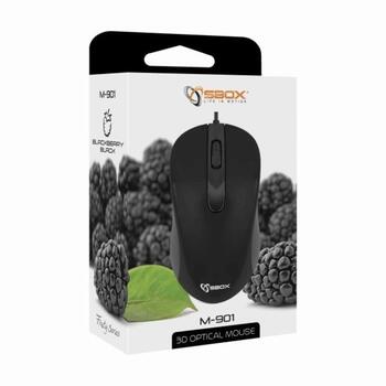 Sbox оптическая мышь M-901B, 1000 DPI, USB 2.0, 3 кнопки, 1,5 м кабель, ABS пластик, игровая, офисная (M-901B)