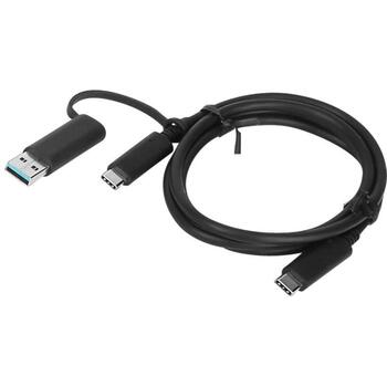 Lenovo 1м гибридный USB-C с USB-A кабель 4X90U90618, 10Gbps, 100W @20V/5A, 7.5W @5V/1.5A (4X90U90618)